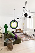 Surrealist designer pieces in living room