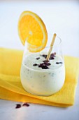 A white smoothie with seaweed