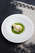 A pear with sorrel granita from the 'Kitchen Table' restaurant, London, England