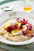 Porridge with raspberries and banana