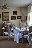 Set table in French-style dining room