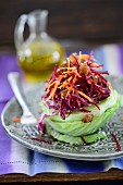 Radicchio and date salad on iceberg lettuce