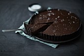 Dark chocolate tart with sea salt