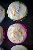 White chocolate cupcakes with sugar stars (seen for above)