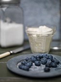 Blueberries, cream and sugar