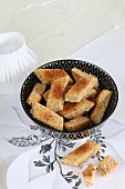Gluten-free almond cakes with cinnamon cut into diamond shapes