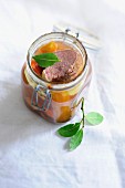 Prime boiled beef in a preserving jar