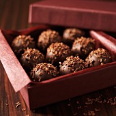 Milk chocolate truffles in a praline box