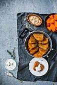 Breaded pumpkin wedges from Lombardy (Italy)