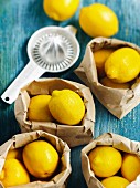 Zitronen in braunen Papiertüten