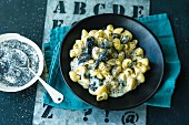 Sweet pasta with plums and poppy seeds