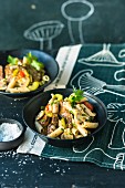 Penne pasta with mushrooms and beef