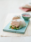 Rice paper rolls filled with salmon (Asia)