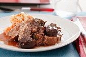 Beef with carrot and potato mash