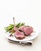 Grilled rack of lamb with green beans