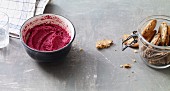 Vegan beetroot cream with cumin and cashew nuts
