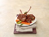 Lamb chops and roasted vegetables