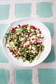 Salad with couscous and pomegranate seeds from the restaurant La Famille, Marrakesh, Morocco