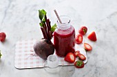 Beetroot smoothie with strawberries and coconut water