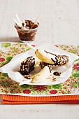 Chocolate bananas with nuts