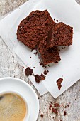 Chocolate cake and a cup of coffee