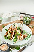 Satay skewers with coriander and limes (Asia)