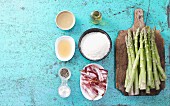 Ingredients for grilled asparagus with bacon and Parmesan cheese
