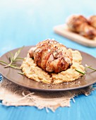 Chicken legs with rosemary and bean purée