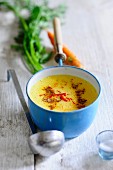 Orange and cumin -flavored cream of carrot soup