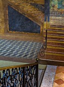 Staircase and trompe l'oeil fresco in palazzo