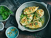 Grilled squid with parsley and garlic