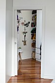 View into walk-in wardrobe