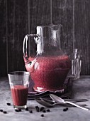 An aronia berry and grapefruit smoothie with bananas and yacon syrup