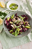Quick radicchio salad with kidney beans and tuna fish