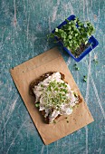 Wholemeal bread with smoked fish cream cheese