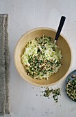 Pointed cabbage salad with a nut crust