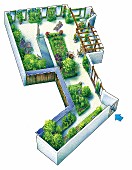 Perspektivischer Plan einer Garten