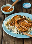 Harissa chicken on a bed of couscous