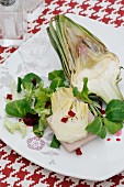 Artichoke salad with foie gras and beetroot