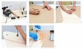 Instructions for making a picnic table from glass bottles and wooden boards