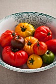 Colourful tomatoes in a bowl