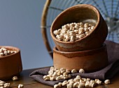 Chickpeas in an earthenware bowl