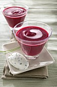 Beetroot soup with herb cream