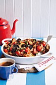 Spicy bread-and-butter pudding with chorizo, mushrooms and tomatoes
