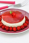 A strawberry yoghurt cake with white chocolate