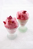 Pomegranate and rose ice cream