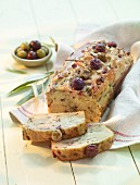 Olive bread with green and brown olives
