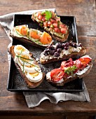 Various open sandwiches