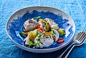 Steamed cod with poppy seeds, chilli and ginger