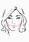 An illustration of blusher on a square-shaped face